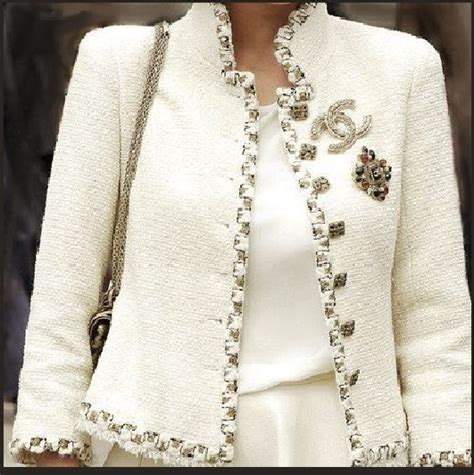 chanel style jacket white